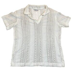 Vaquita The Label Womens White Crochet Lace Cotton Short Sleeve Top
